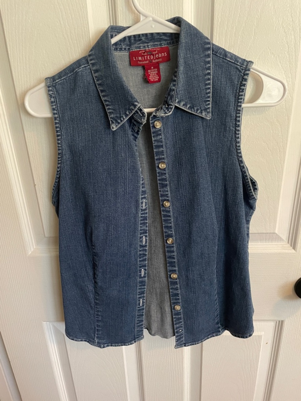 LIMITEDjeans Sleeveless Blue Denim Button-Front Vest Jacket